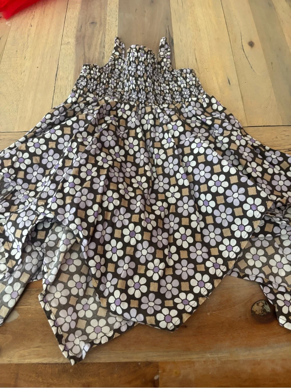 Gymboree Brown Floral Smocked Dress with Lavender Accents
